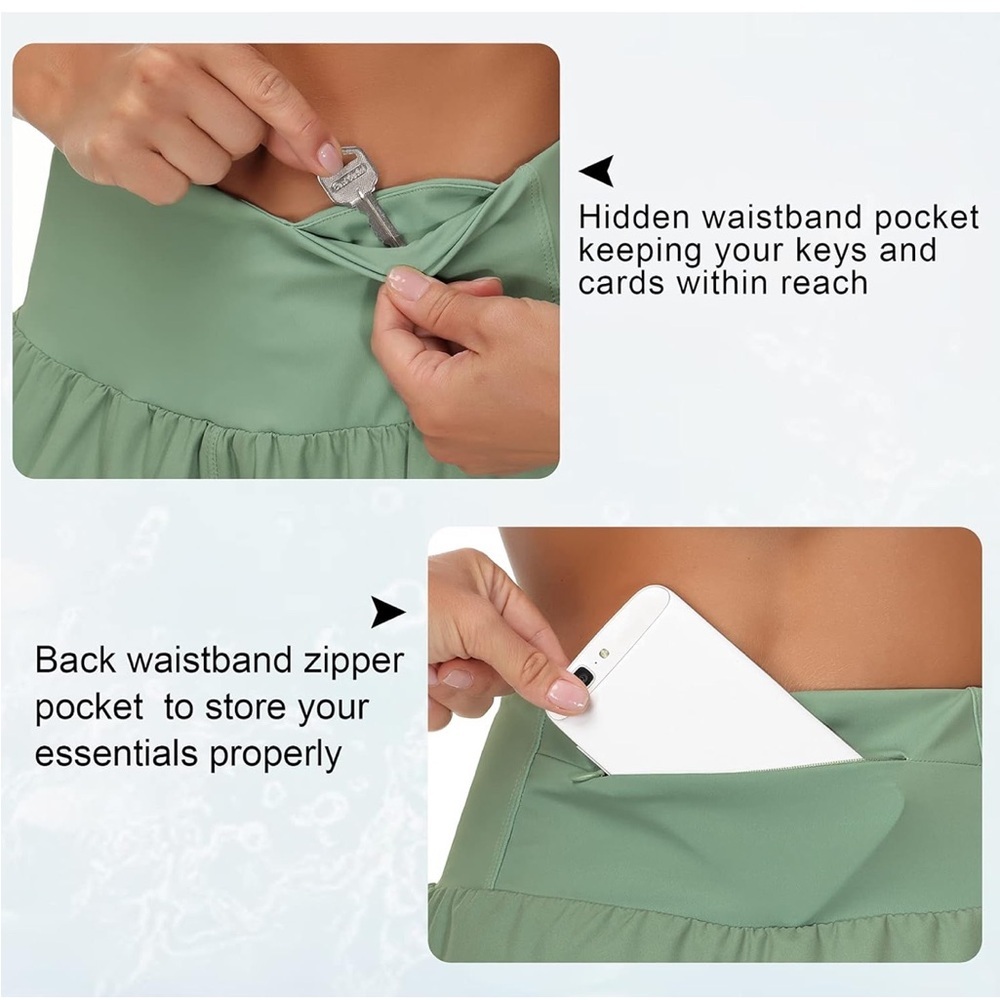 ✨2 for $35 ALL SHORTS!✨ GYM PEOPLE - High Waisted Running Shorts 4" MINT Small - Picture 3 of 7
